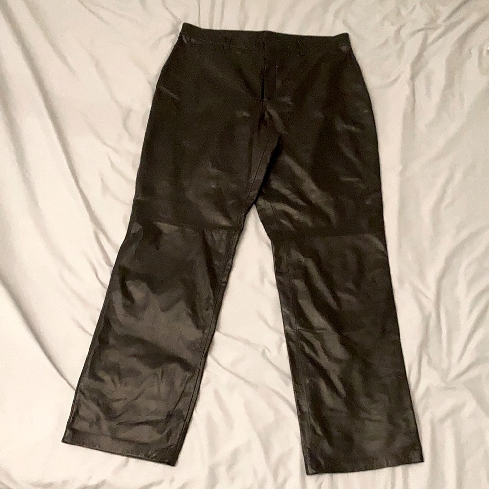1990’s black leather pants, Nine West,  size 14
